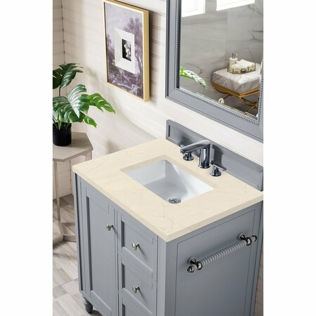 James Martin Vanities Copper Cove Encore 30in Single Vanity, Silver Gray w/ 3 CM Eternal Marfil Quartz Top 301-V30-SL-3EMR